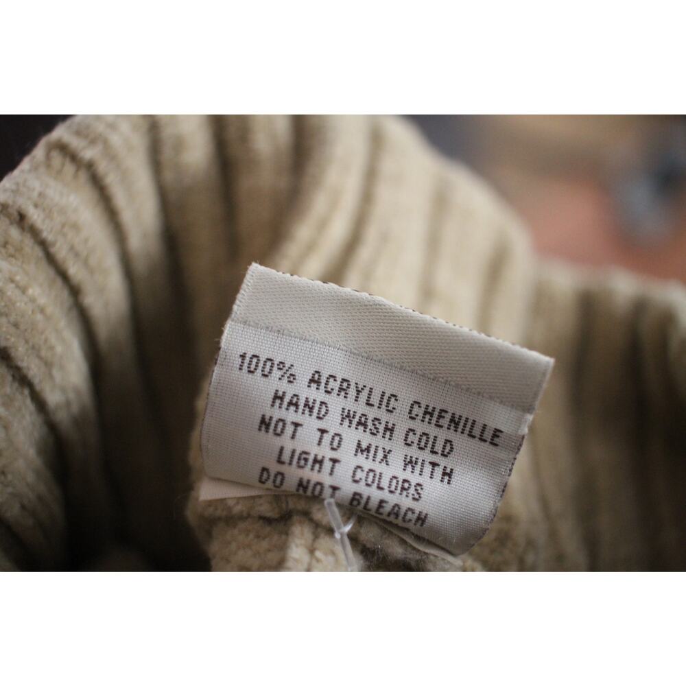 Vintage Southpole Chenille Turtleneck Sweater XL Tan Cream Hip Hop Y2K Knit - Picture 5 of 9